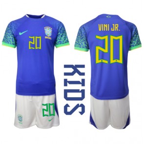 Maillot de foot Brésil Vinicius Junior #20 Extérieur enfant Monde 2022 Manches Courte (+ pantalon court)